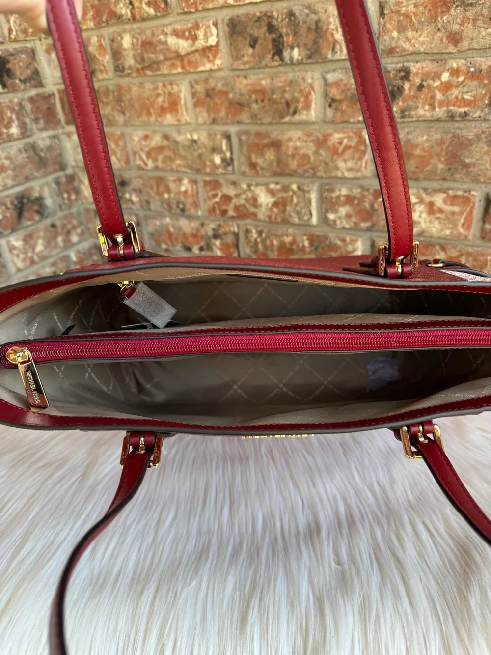 Michael Kors Two-Tone Red Signature Tote